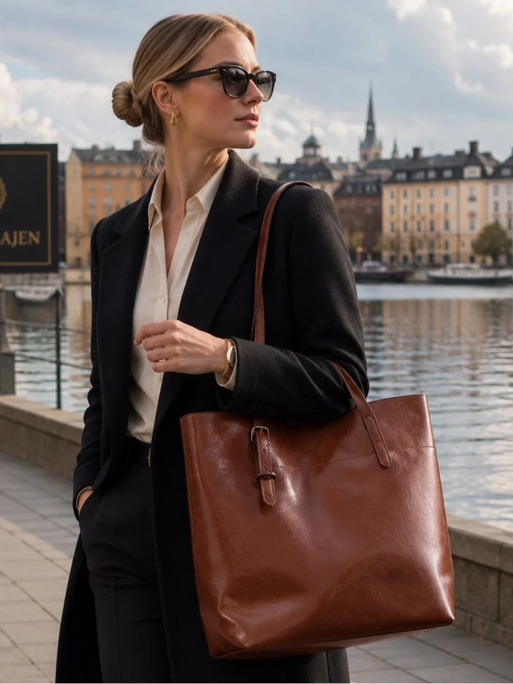 🩵Classic Brown genuine Leather Tote Bag - Women's Everyday Shoulder Bag